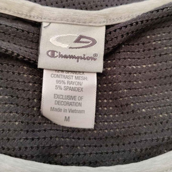 C9 by Champion Active Tee, Size M, Heathered Gray w/Black Mesh, Longer in Back - Picture 5 of 7